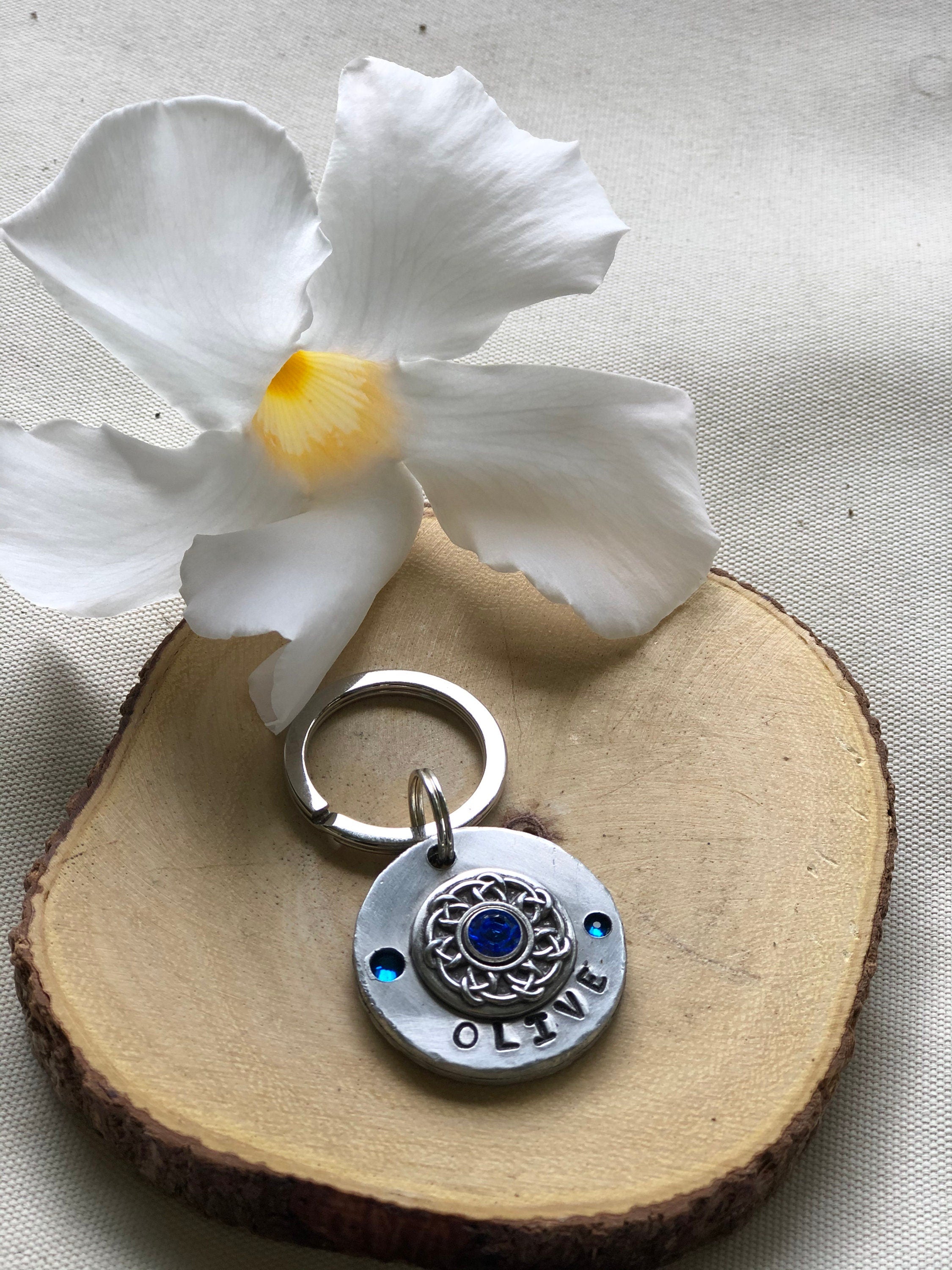 Custom Personalized Swarovski Crystal Dog Tag | Handmade Pet ID Name Tag, Large Personalized Tag, Backpack Identification