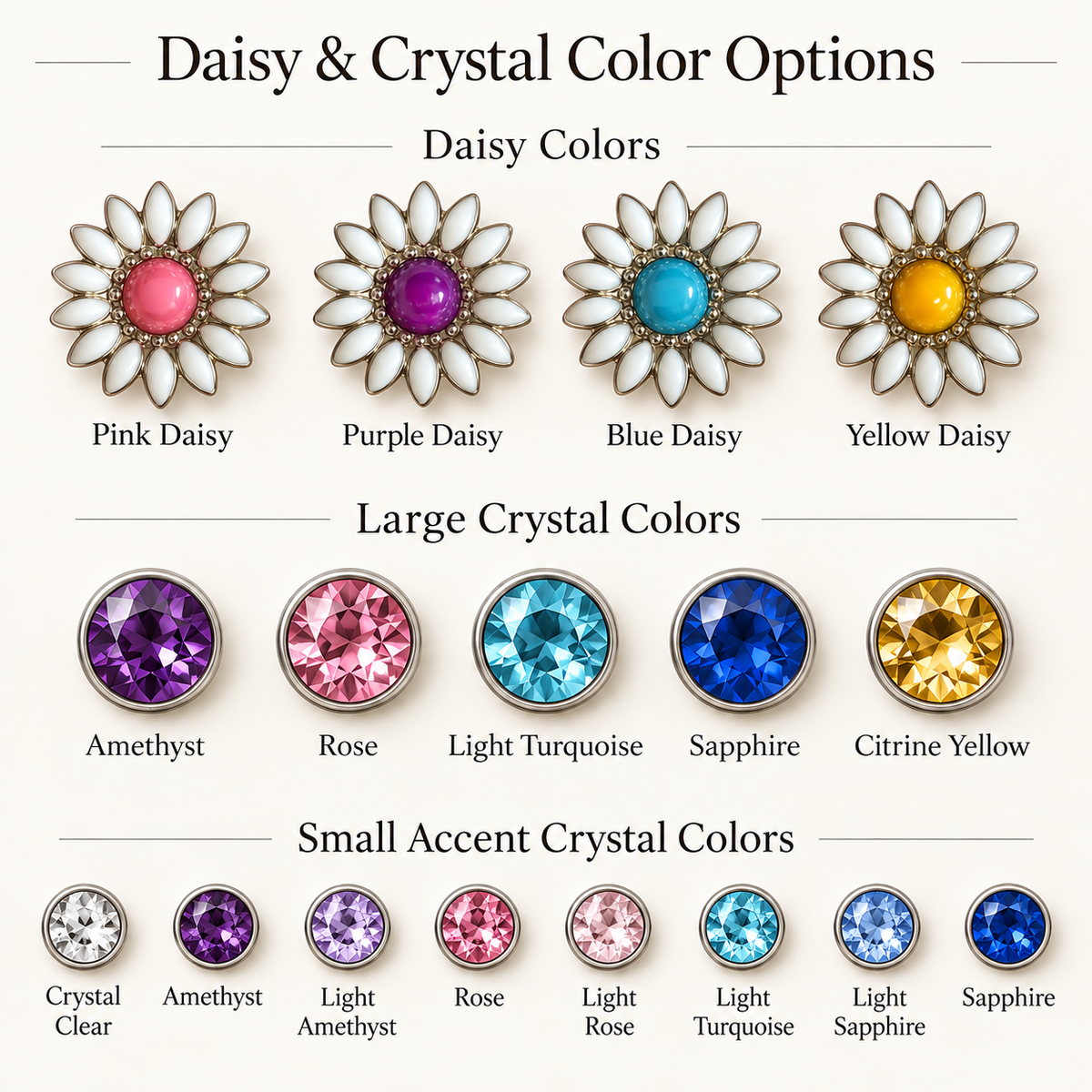 Daisy Crystal Leather Dog Collar – 5/8” Wide, Curved Crystal Design