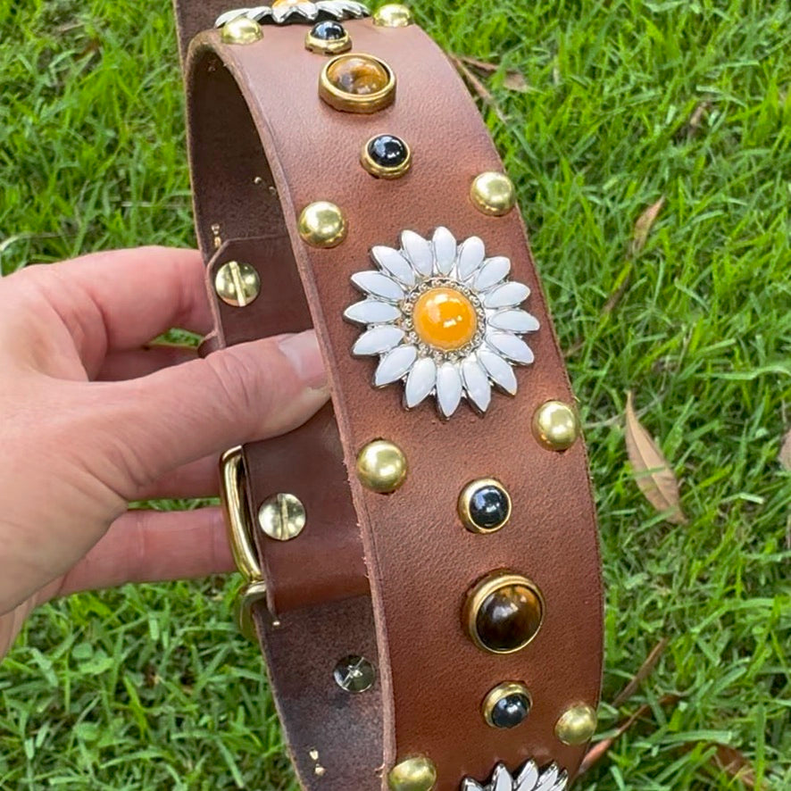 Daisy Leather Dog Collar – 1.5” Width