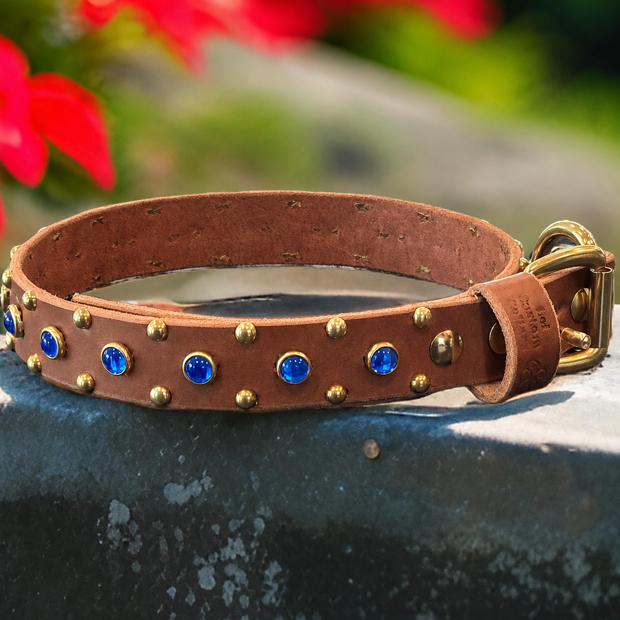 The Aurora Collar | 1" Jeweled Leather Dog Collar | Cabochon Collar | Girl Luxury Dog Collar, Dog Lover Gift