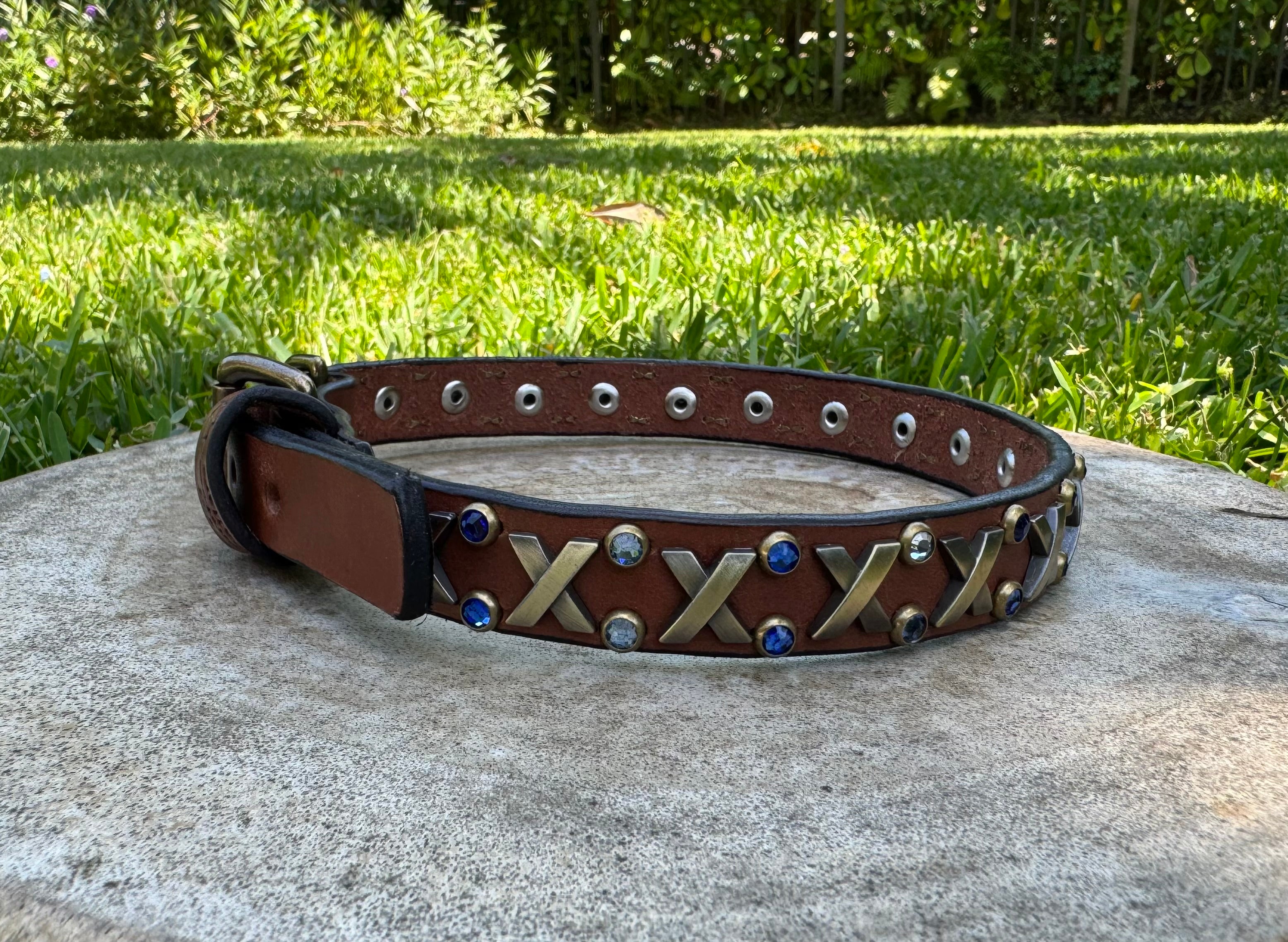 The Xcellent Collar – 3/4" | Handmade Leather Dog Collar with Premium Austrian & Czech Crystalsyes