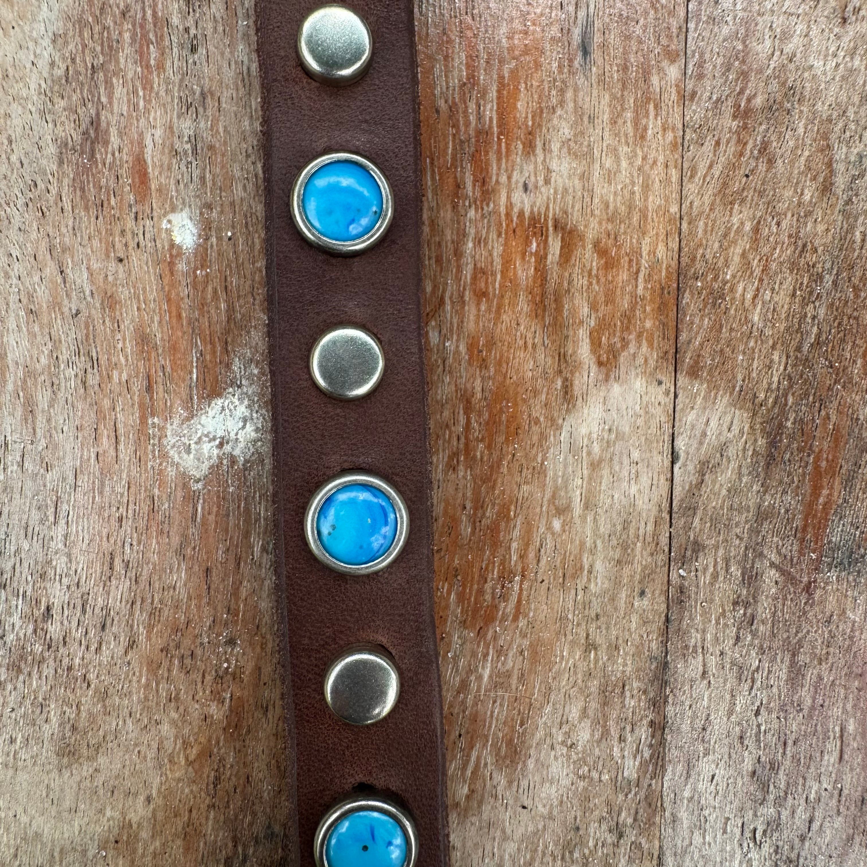 The Sedona – Turquoise Leather Dog Collar | Handmade 3/4" | Lei Custom Collars