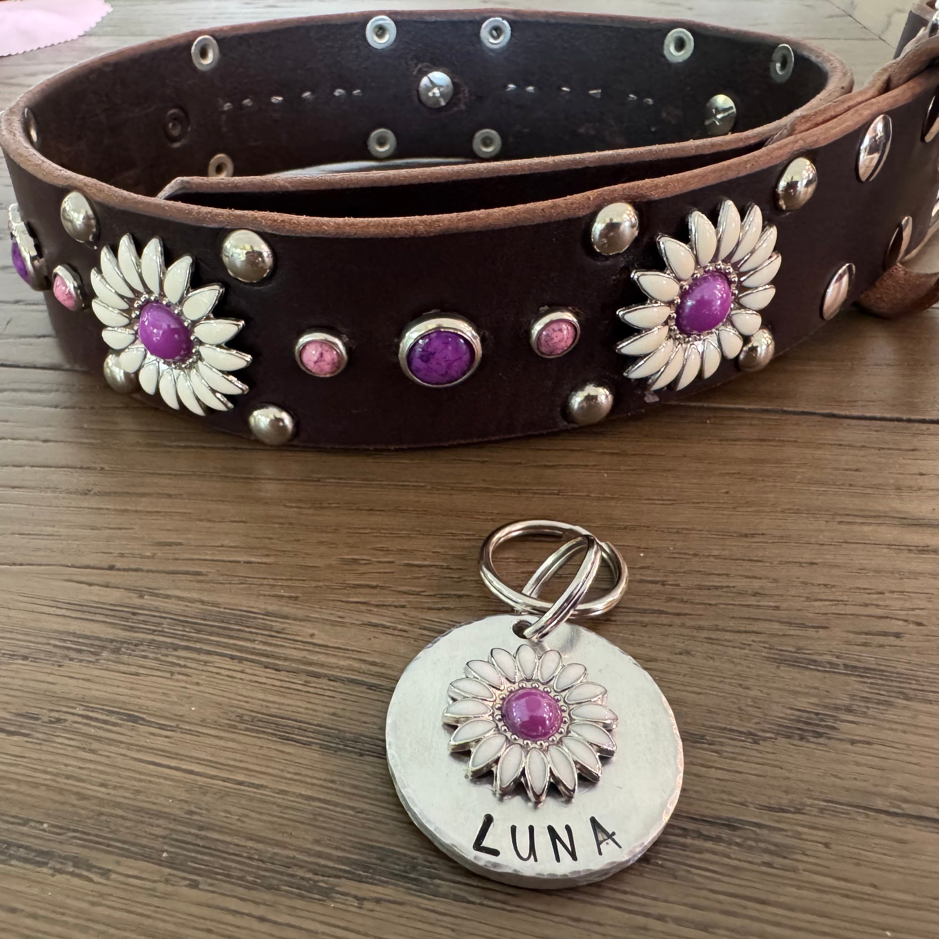 The Daisy Tag – Custom Hand Stamped Dog Tag | Lei Custom Collars