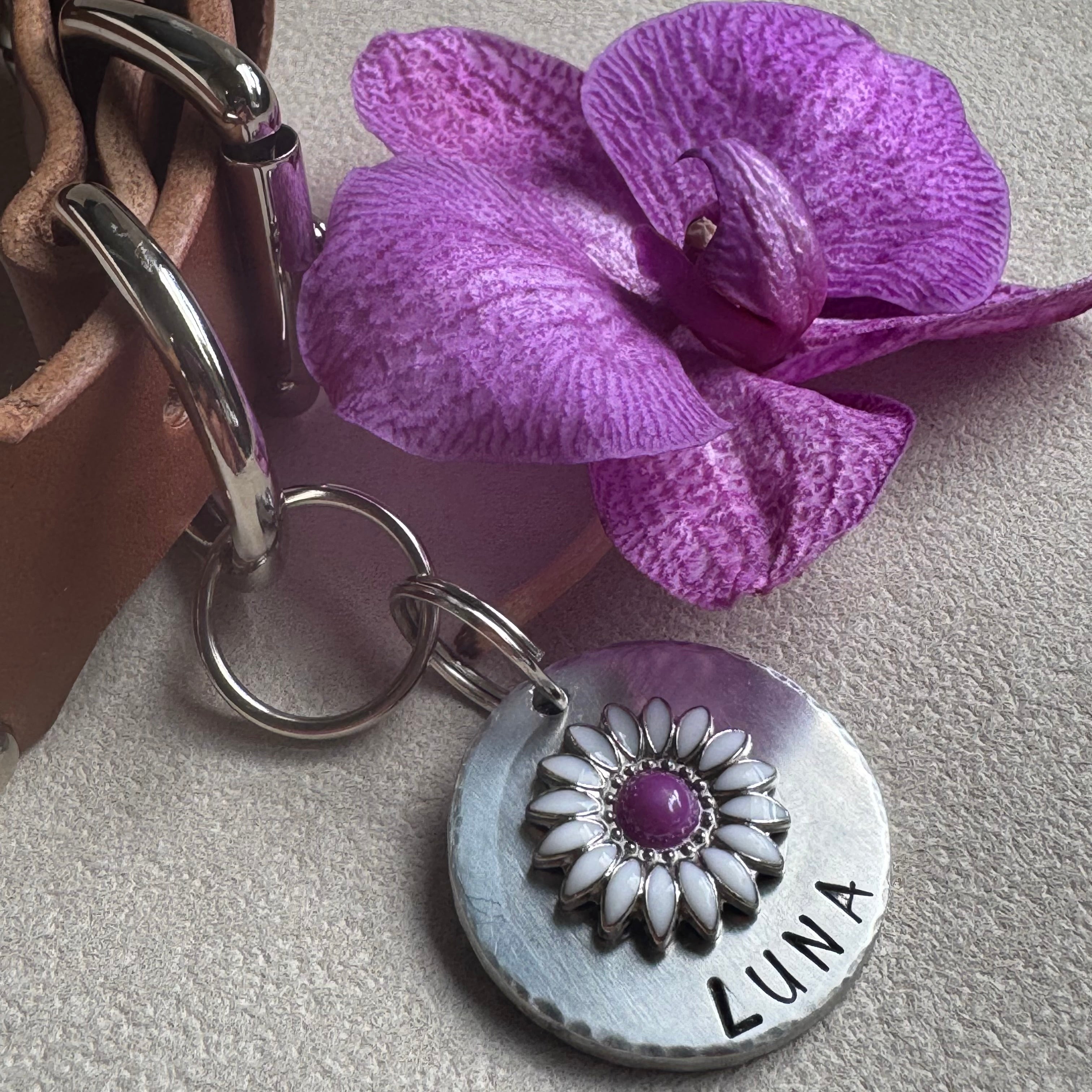 The Daisy Tag – Custom Hand Stamped Dog Tag | Lei Custom Collars