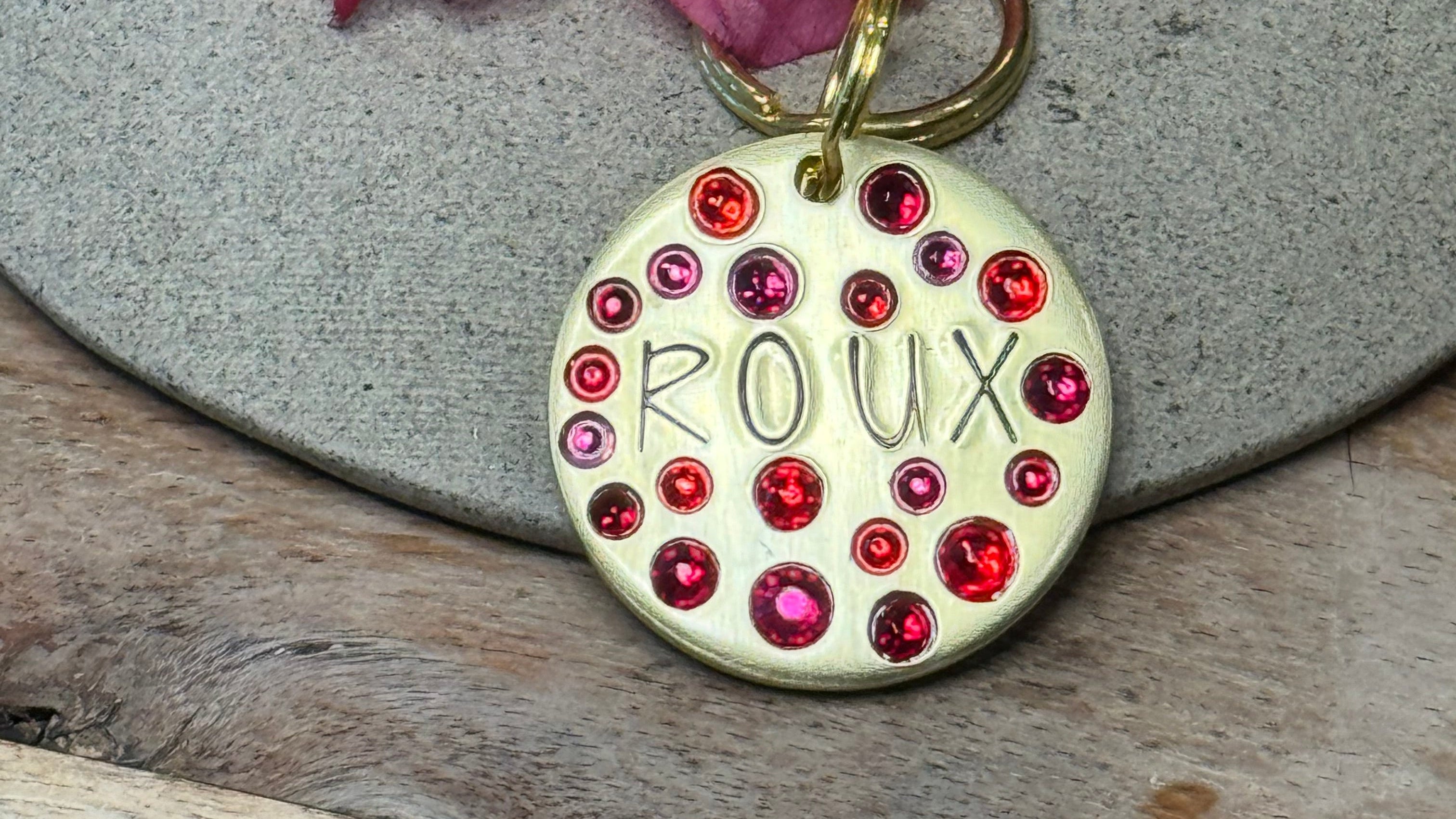 The Fancy Crystals Tag – Custom Hand Stamped Dog ID Tag with Czech & Austrian Crystals