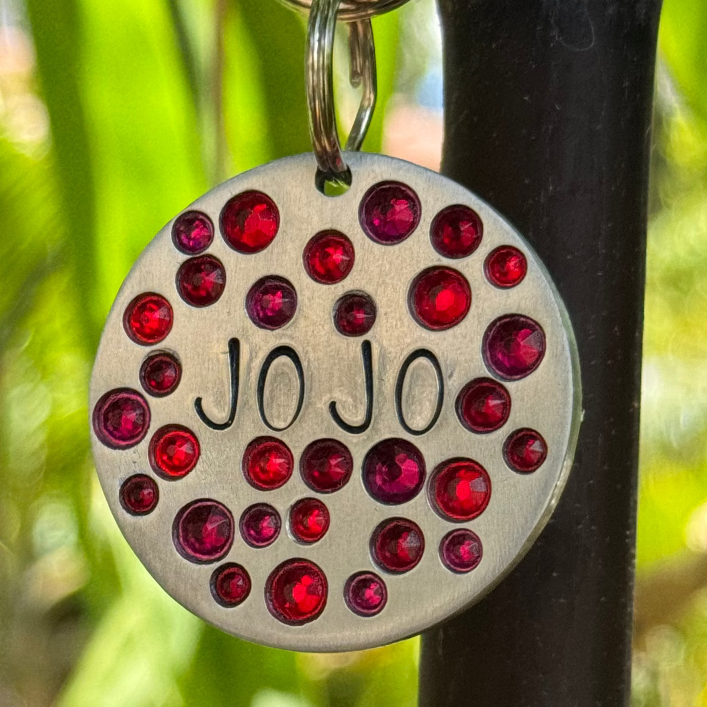 The Fancy Crystals Tag – Custom Hand Stamped Dog ID Tag with Swarovski Crystals