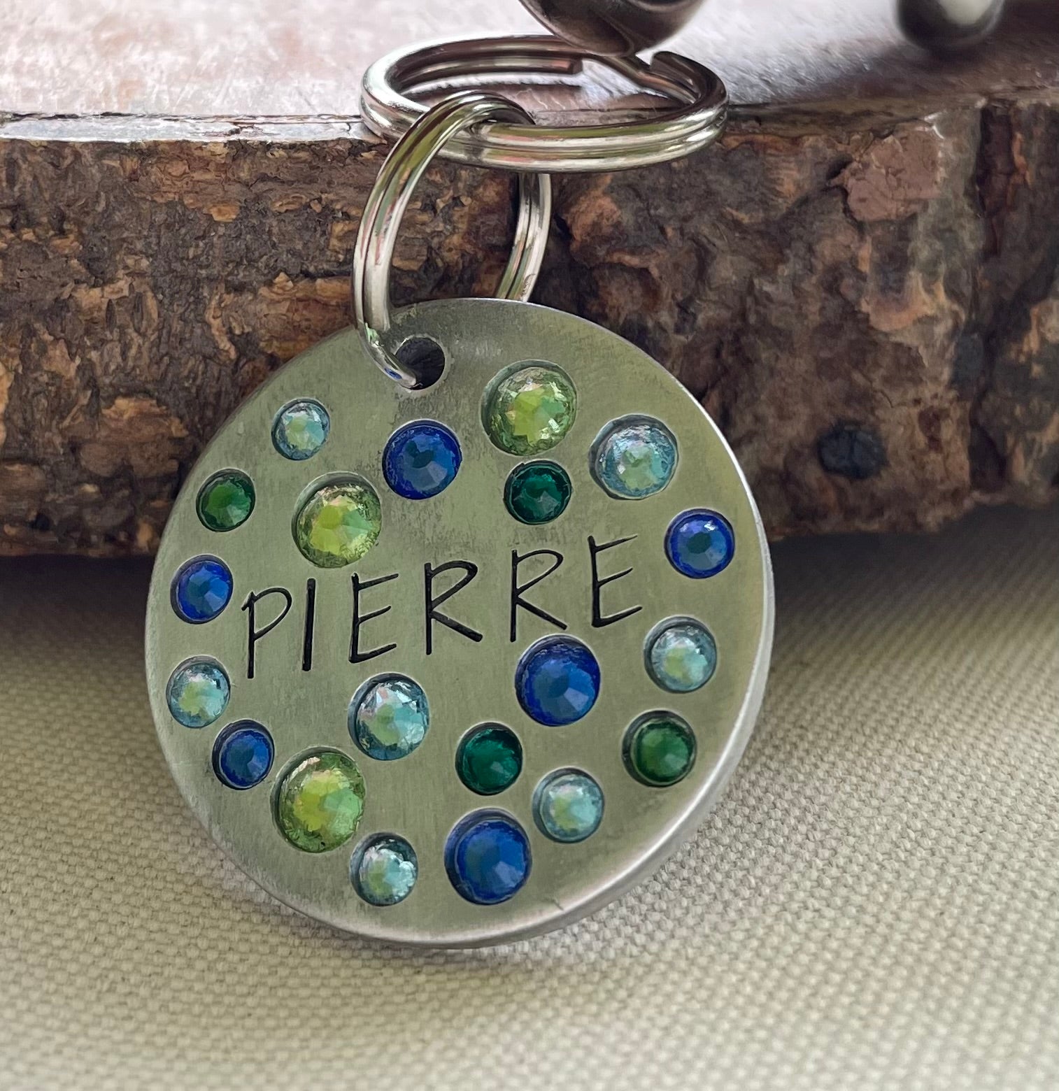 The Fancy Crystals Tag – Custom Hand Stamped Dog ID Tag with Swarovski Crystals