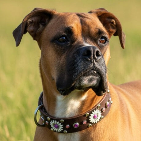Daisy Leather Dog Collar – 1.5” Width