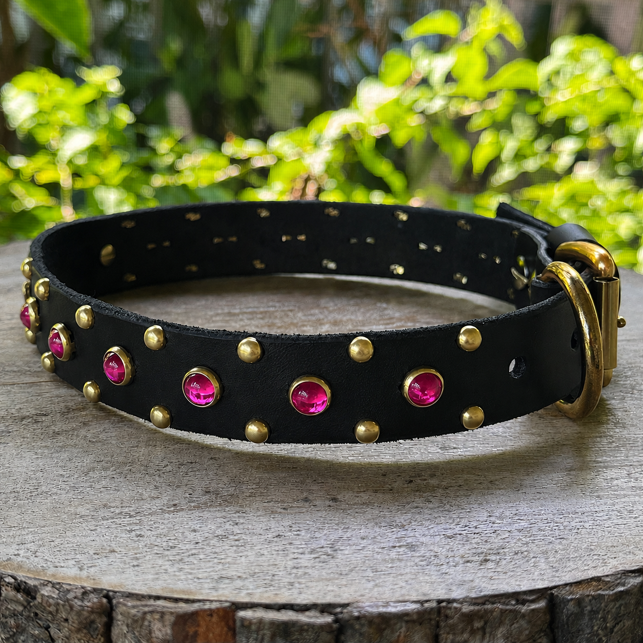 The Aurora Collar | 1" Jeweled Leather Dog Collar | Cabochon Collar | Girl Luxury Dog Collar, Dog Lover Gift