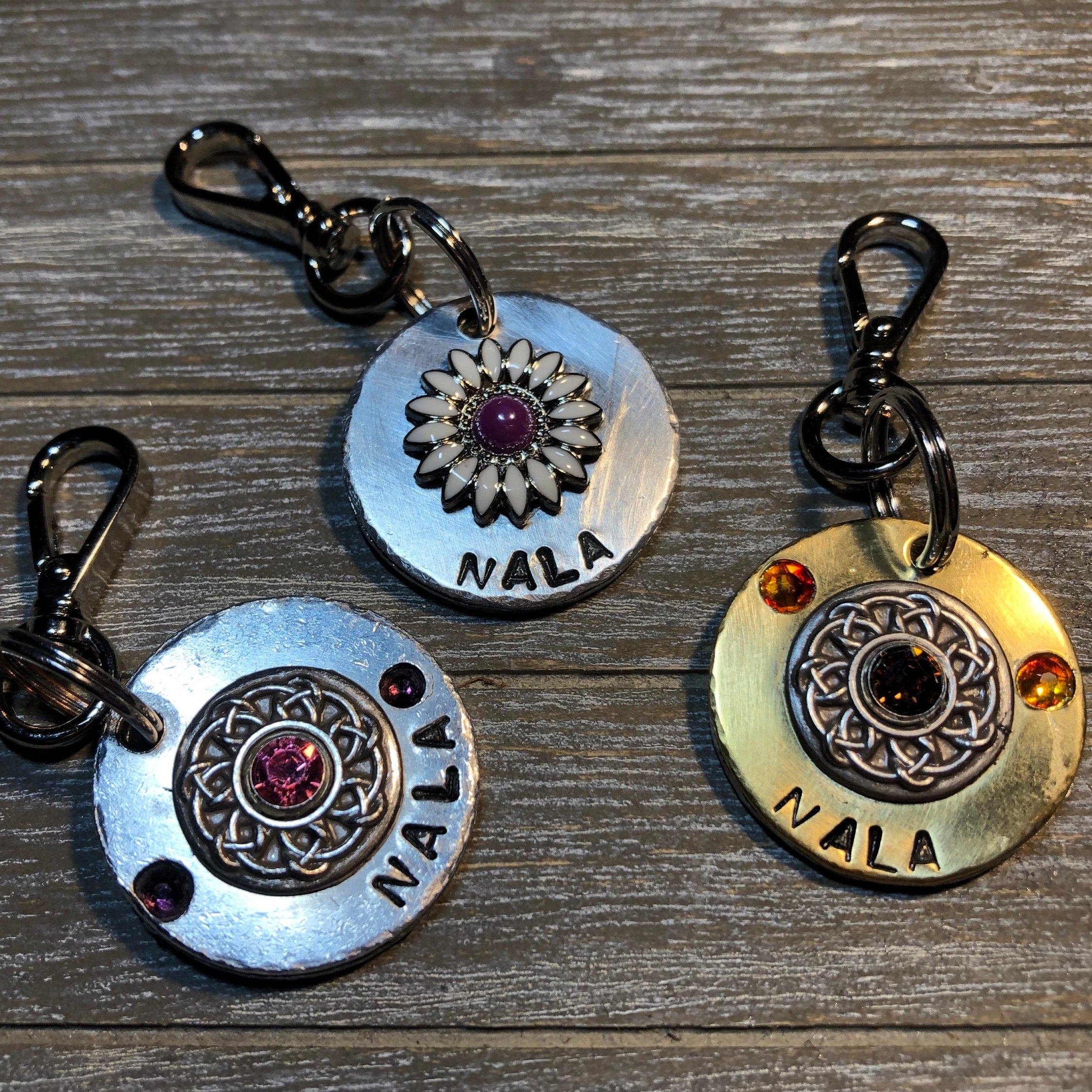 Custom Personalized Swarovski Crystal Dog Tag | Handmade Pet ID Name Tag, Large Personalized Tag, Backpack Identification