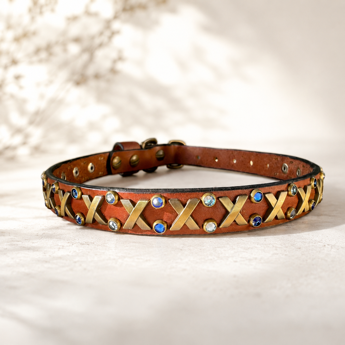 The Xcellent Collar – 3/4" | Handmade Leather Dog Collar with Premium Czech & Austrian Crystals