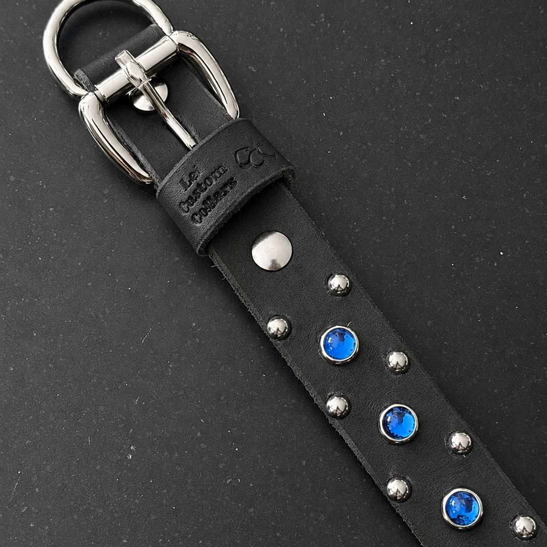 The Aurora Collar | 1" Jeweled Leather Dog Collar | Cabochon Collar | Girl Luxury Dog Collar, Dog Lover Gift