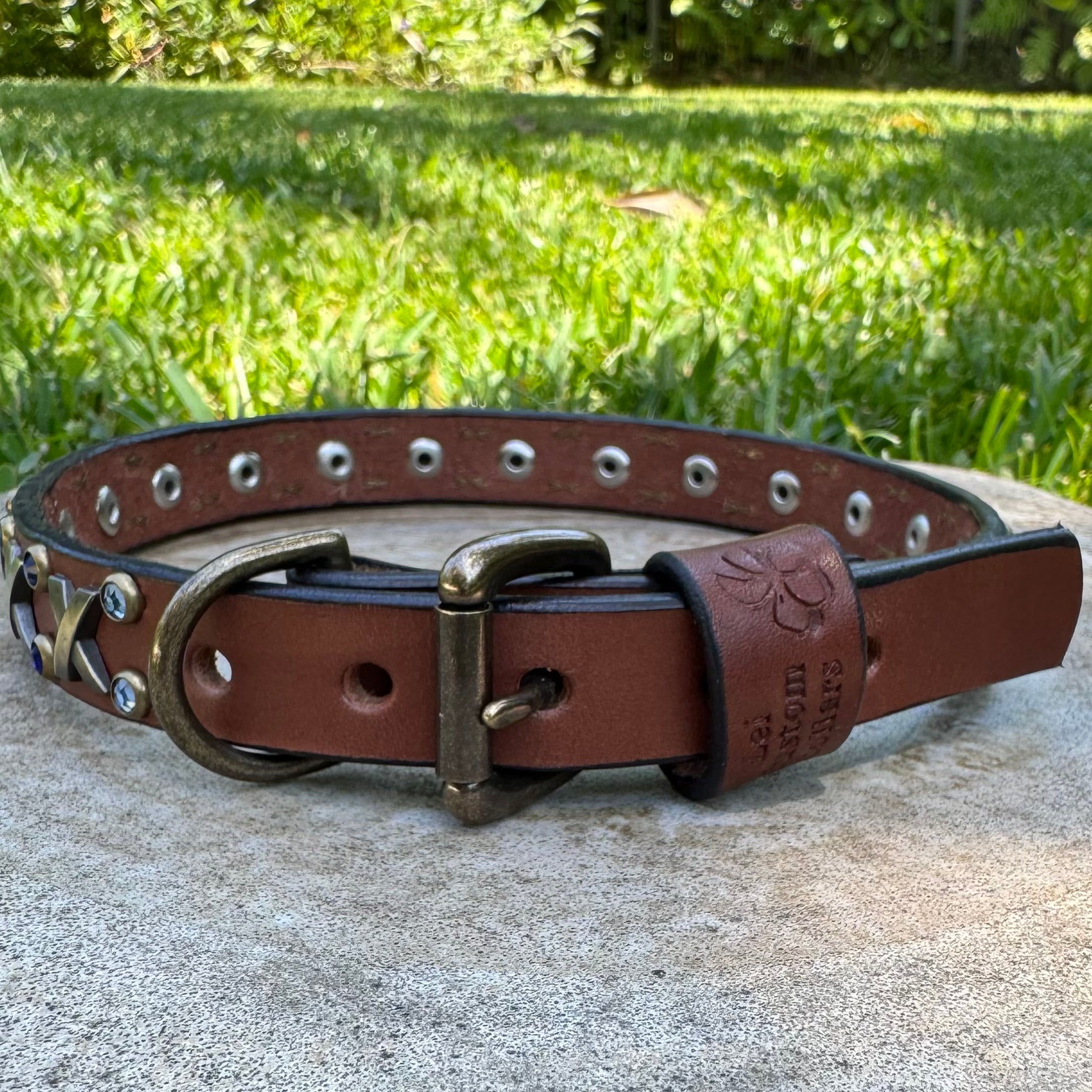 The Xcellent Collar – 3/4" | Handmade Leather Dog Collar with Premium Austrian & Czech Crystalsyes