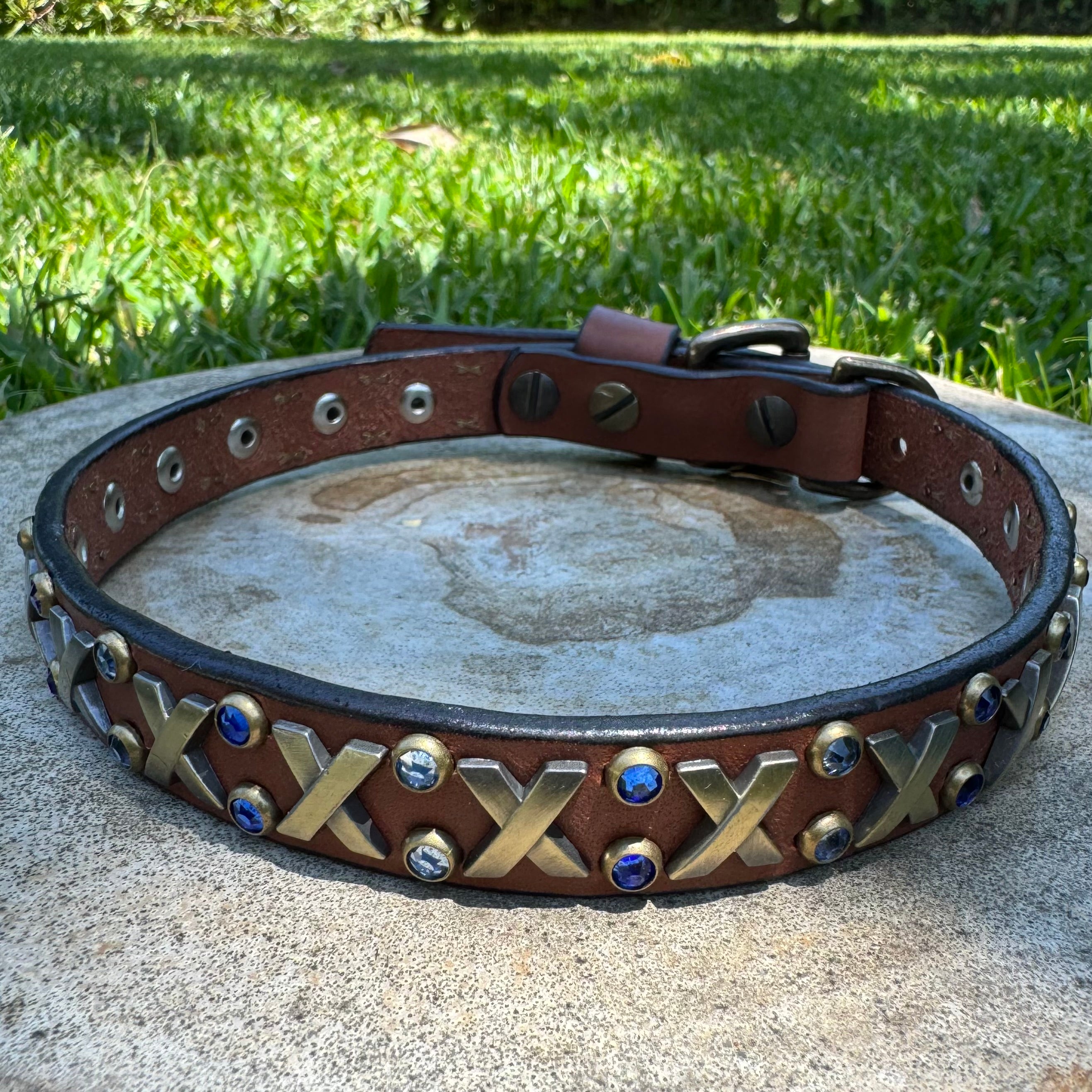 The Xcellent Collar – 3/4" | Handmade Leather Dog Collar with Premium Austrian & Czech Crystalsyes
