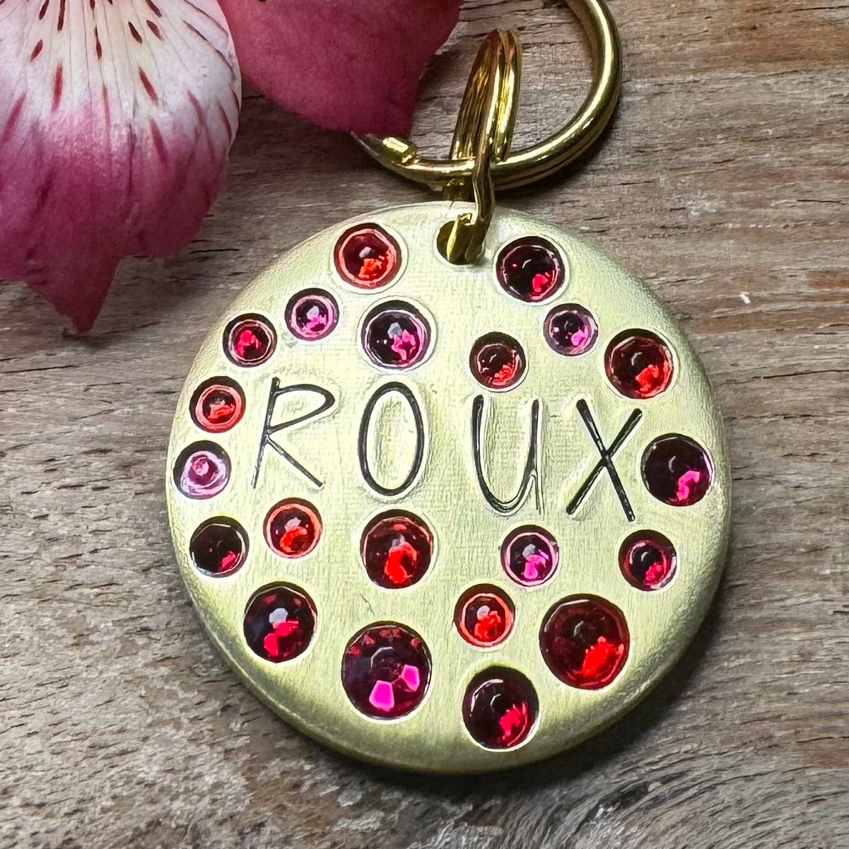 The Fancy Crystals Tag – Custom Hand Stamped Dog ID Tag with Swarovski Crystals
