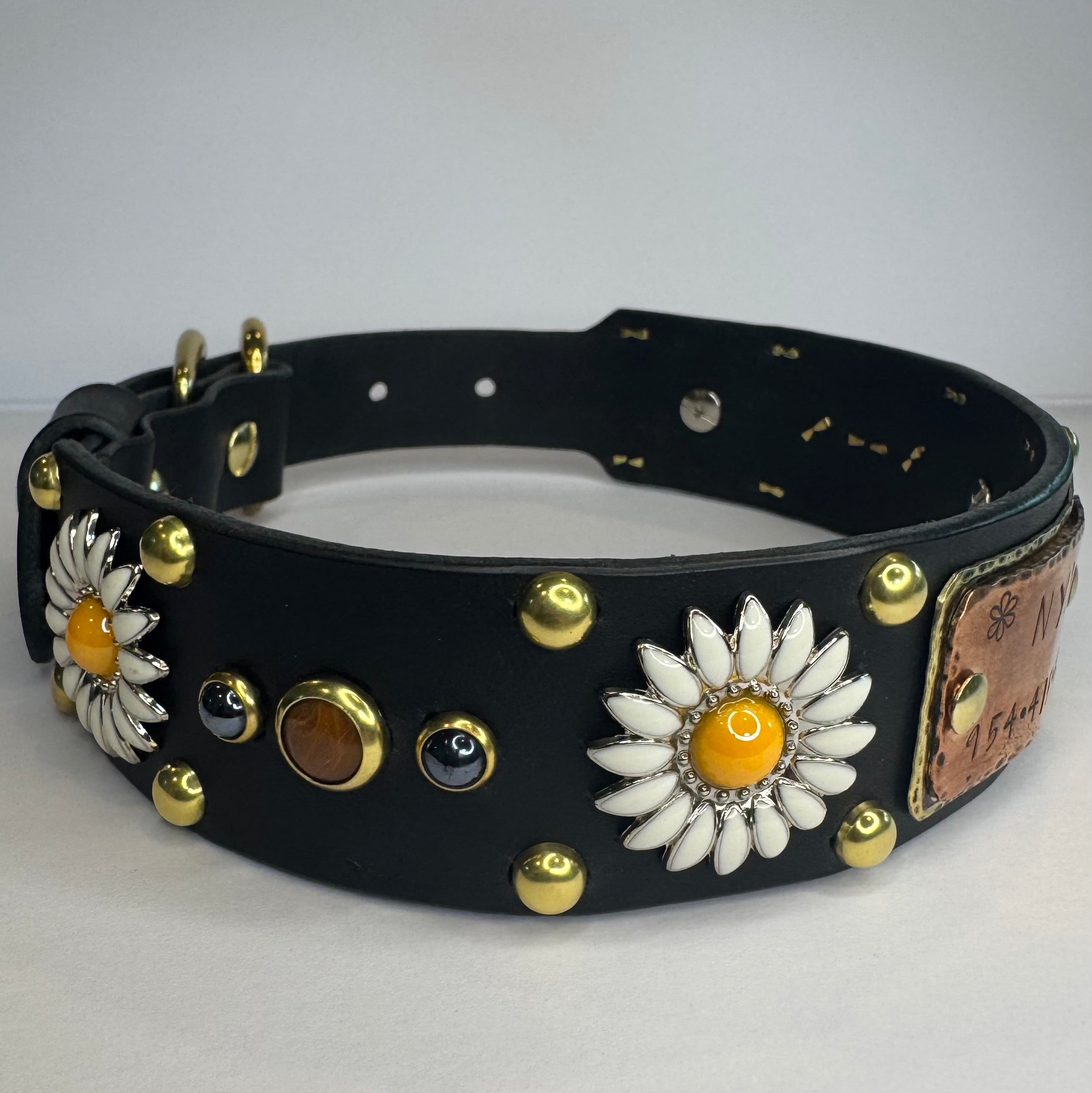 Daisy Leather Dog Collar – 1.5” Width