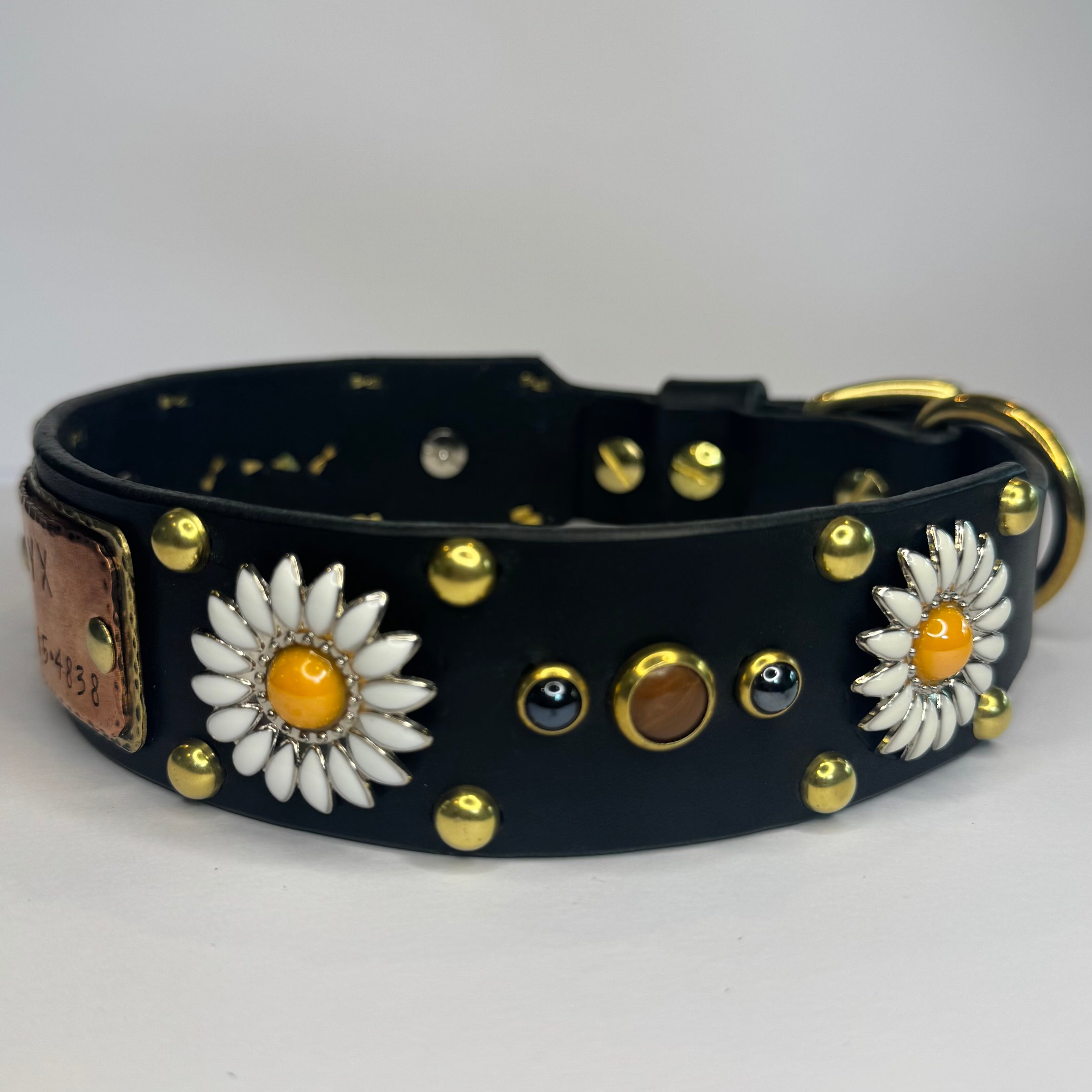 Daisy Leather Dog Collar – 1.5” Width