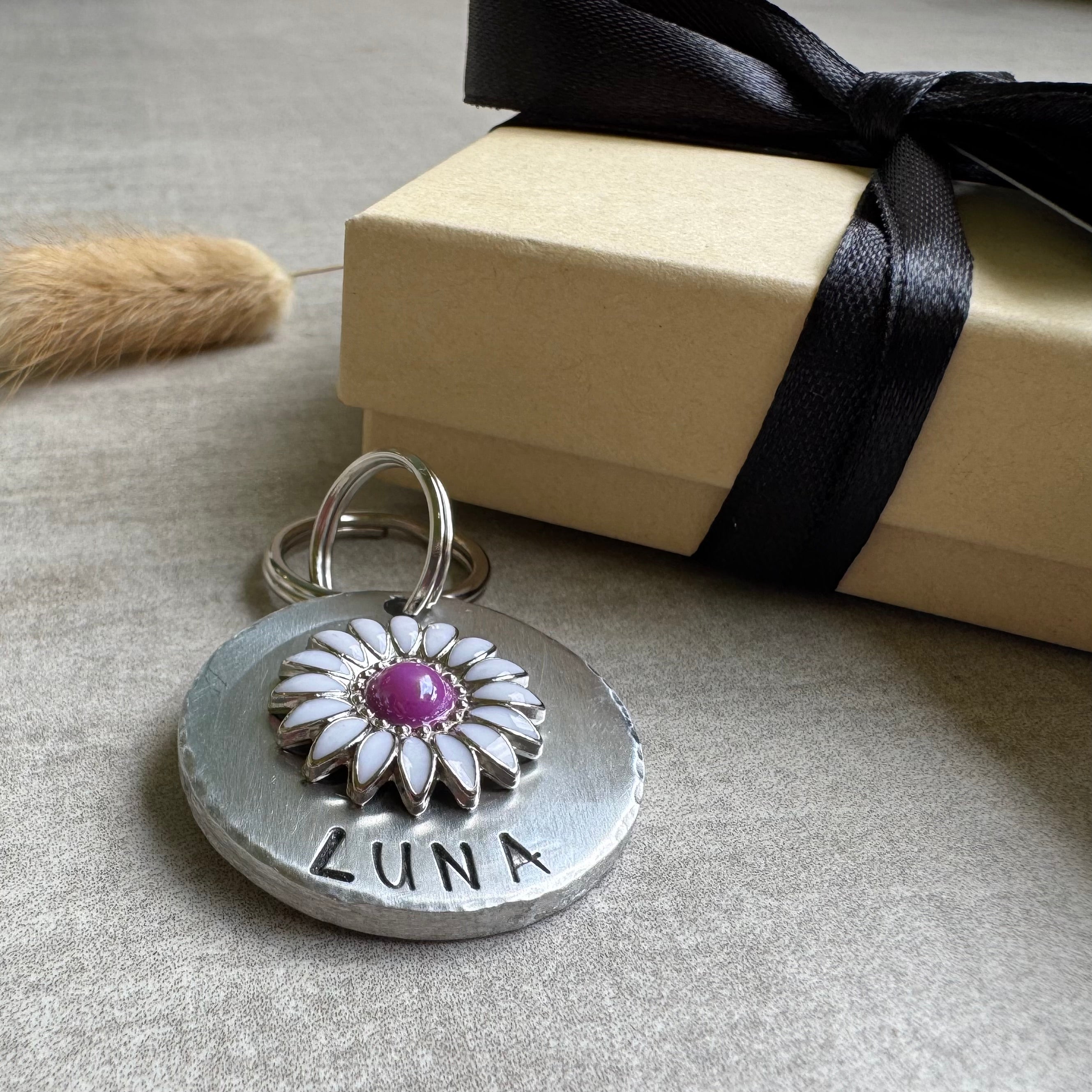The Daisy Tag – Custom Hand Stamped Dog Tag | Lei Custom Collars