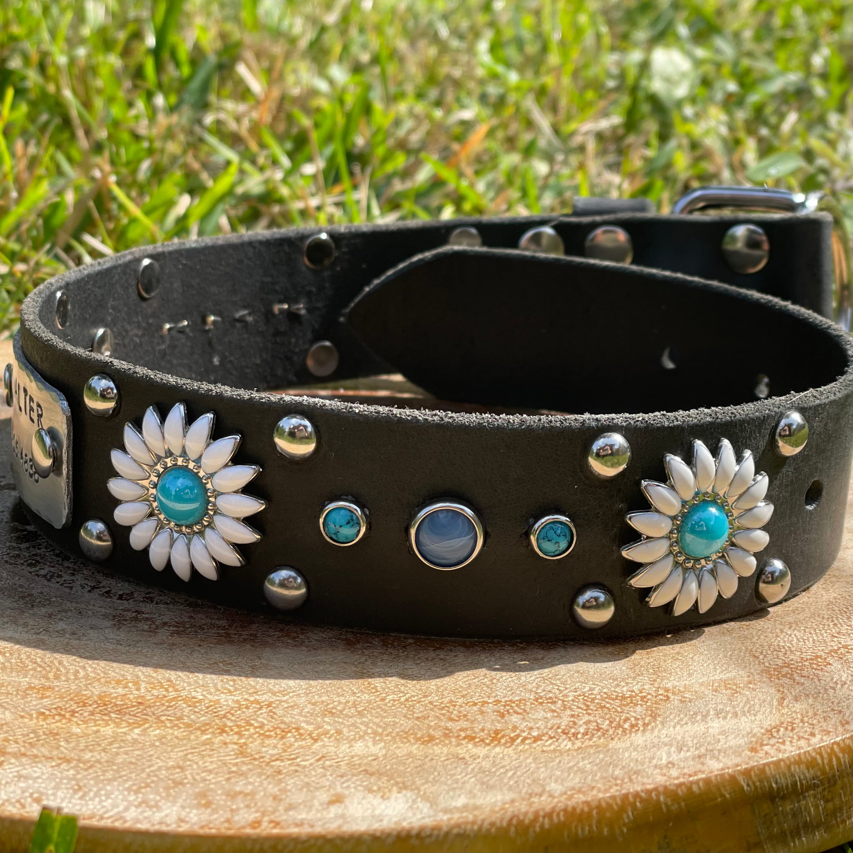 Daisy Leather Dog Collar – 1.5” Width