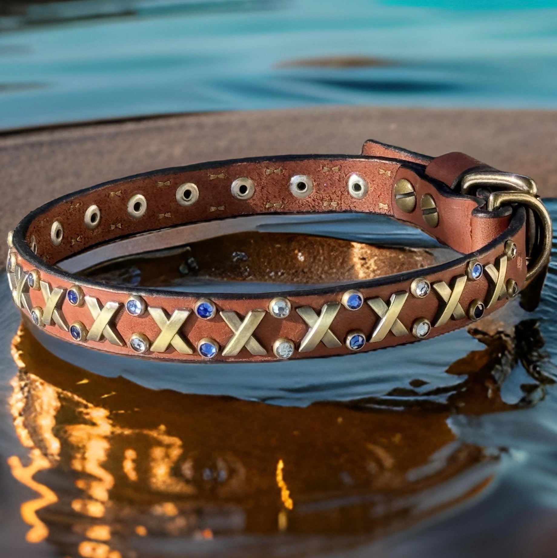 The Xcellent Collar – 3/4" | Handmade Leather Dog Collar with Premium Austrian & Czech Crystalsyes