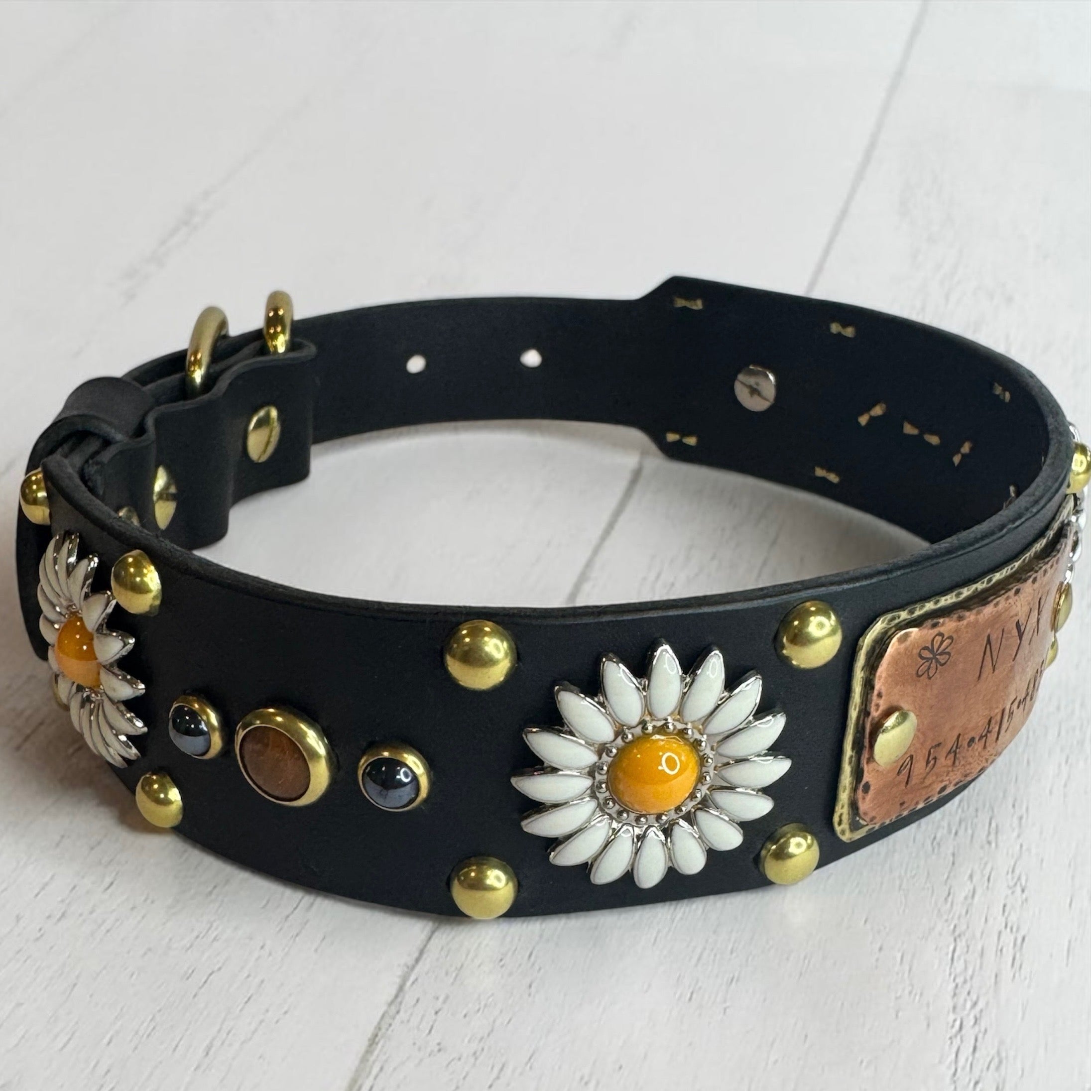 Daisy Leather Dog Collar – 1.5” Width