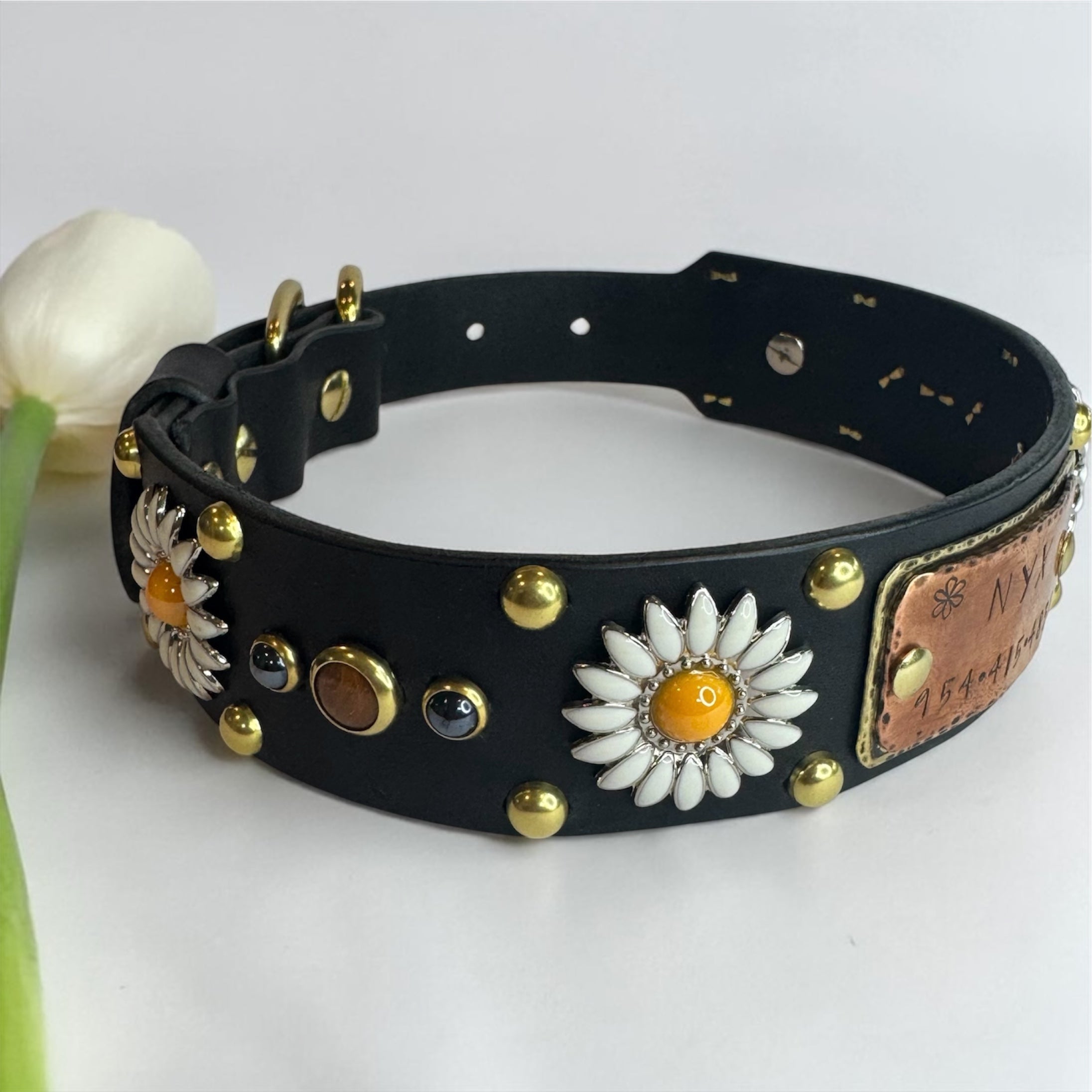 Daisy Leather Dog Collar – 1.5” Width