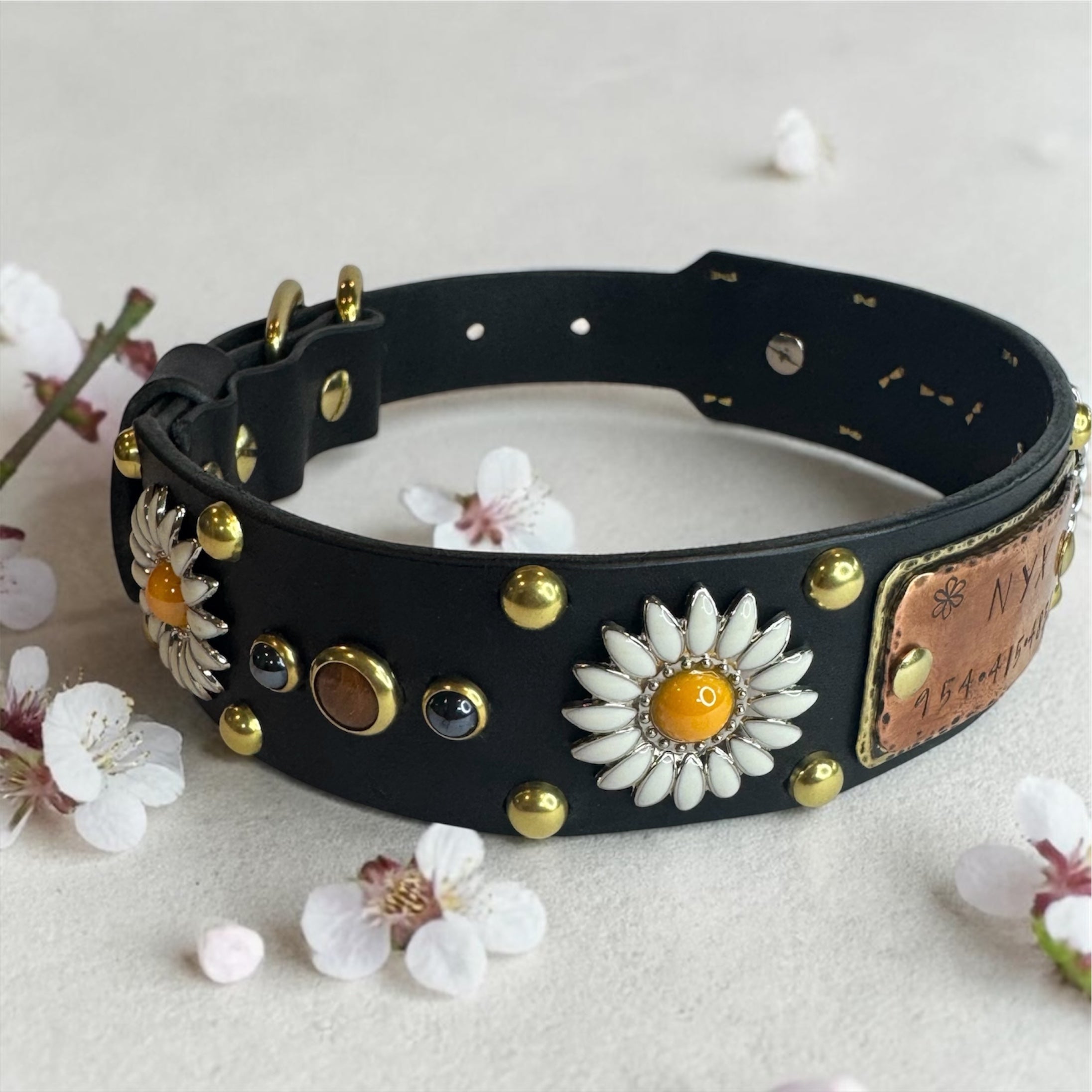Daisy Leather Dog Collar – 1.5” Width