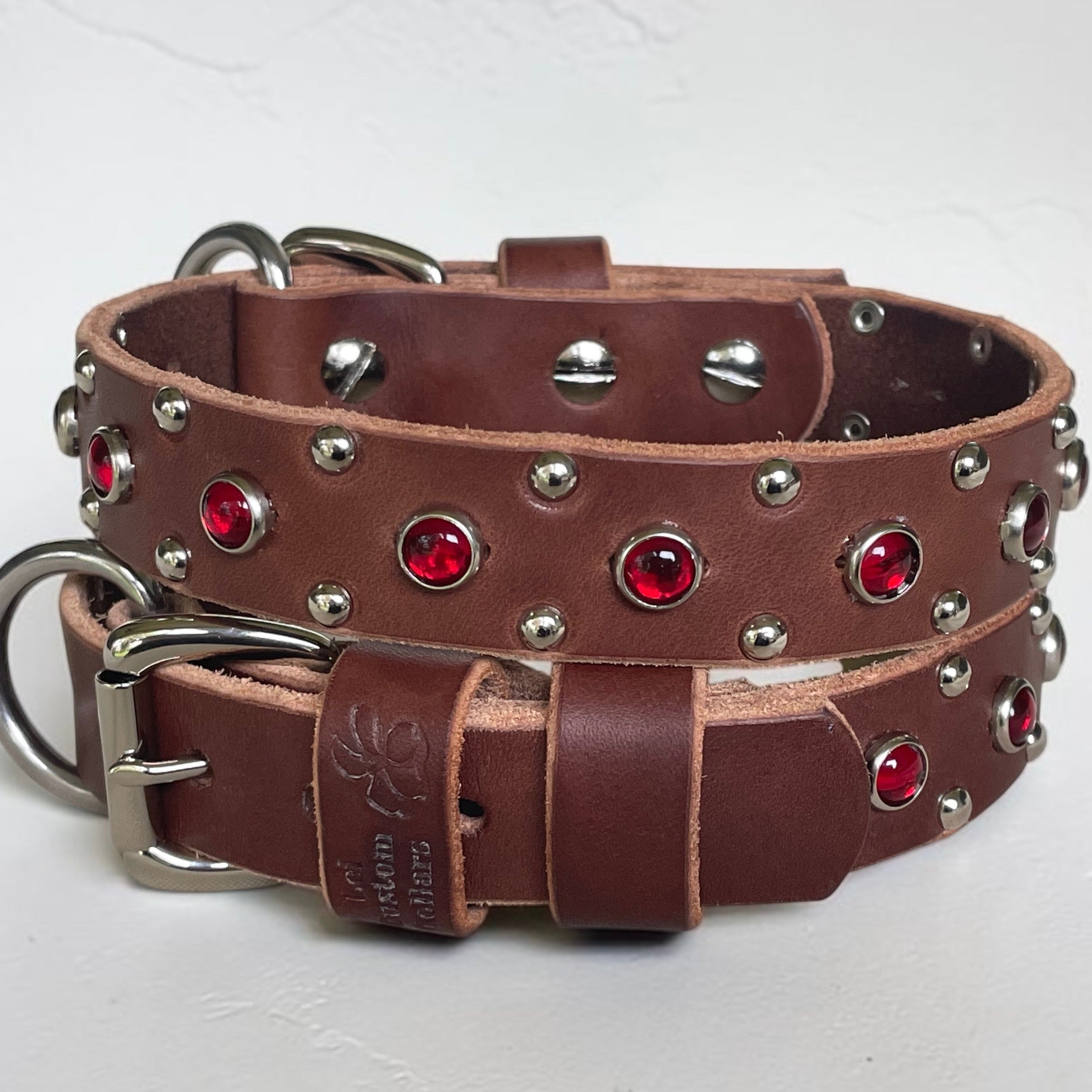 The Aurora Collar | 1" Jeweled Leather Dog Collar | Cabochon Collar | Girl Luxury Dog Collar, Dog Lover Gift